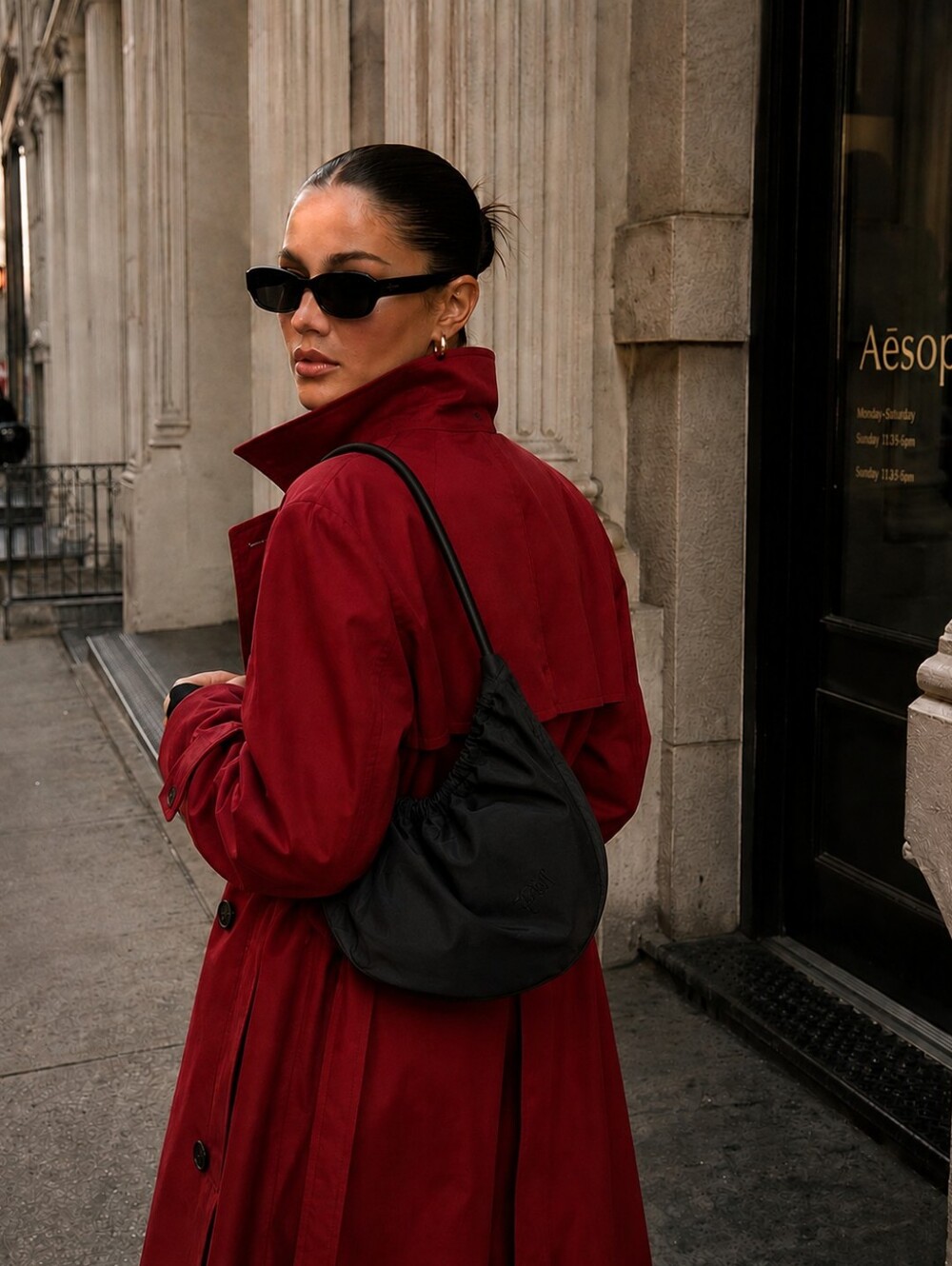 Donna Karen Gathered Black Shoulder – Sleek Everyday Cresent Shaped Bag